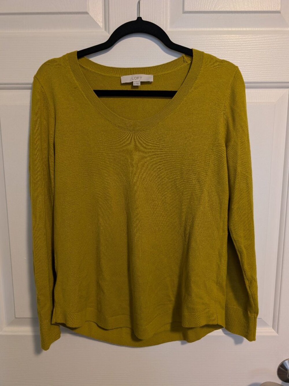 Loft Scoop Neck Curved Hem Sweater - Size M Yellow